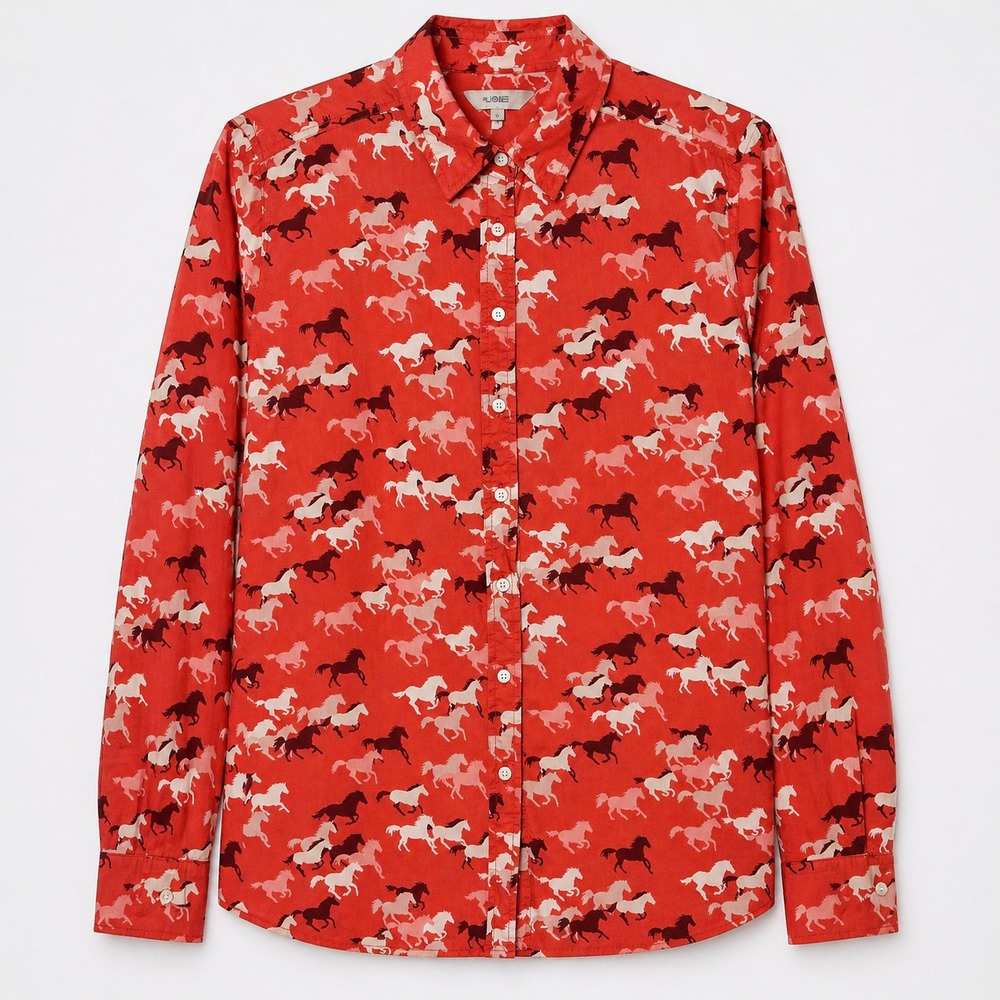 Equestrian Horse Print Button Shirt Womens Size Small Western Retro Cowgirl Chic